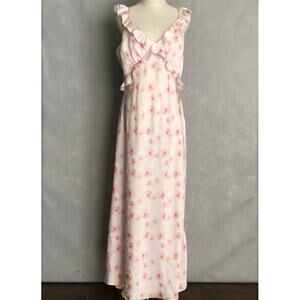 And Now This Smocked Floral Maxi Dress Ruffle V-Neck Women's XL